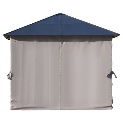 Outsunny 3 x 3(m) Hardtop Gazebo Canopy with Polycarbonate Roof, Steel & Aluminium Frame, Garden Pavilion with Mosquito Netting and Curtains, Black