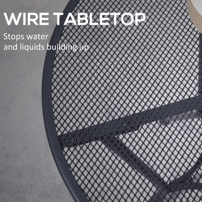 Outsunny 60cm Garden Round Table Metal Outside Bistro Table with Mesh Tabletop for Garden Balcony Deck, Dark grey