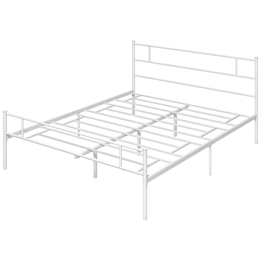 King Bed Frame, Metal Bed Base with Headboard and Footboard, Metal Slat Support and 31cm Underbed Storage Space