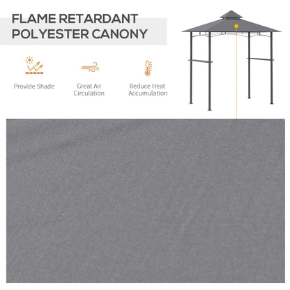 Outsunny 2.5M (8ft) Double-Tier BBQ Gazebo Grill Canopy Barbecue Tent Shelter Patio Deck Cover - Grey