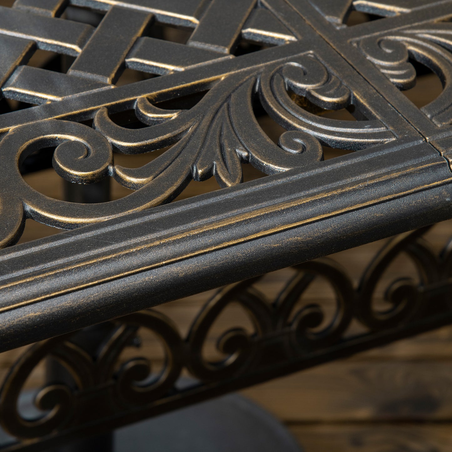 Outsunny 6-Seater Patio Dining Set with Umbrella Hole, Cast Aluminum Patio Furniture Set with Six Cushioned Chairs and Rectangle Dining Table, Bronze