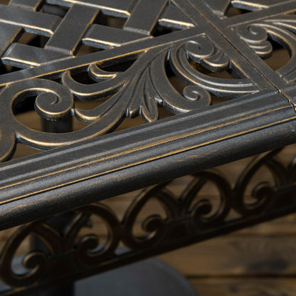 Outsunny 6-Seater Patio Dining Set with Umbrella Hole, Cast Aluminum Patio Furniture Set with Six Cushioned Chairs and Rectangle Dining Table, Bronze