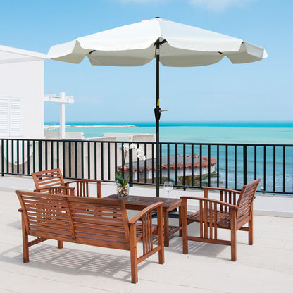 Outsunny 2.66m Patio Umbrella Garden Parasol Outdoor Sun Shade Table Umbrella with Ruffles, 8 Sturdy Ribs