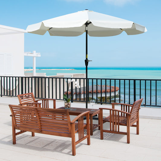 Outsunny 2.66m Patio Umbrella Garden Parasol Outdoor Sun Shade Table Umbrella with Ruffles, 8 Sturdy Ribs