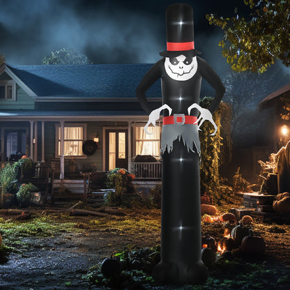 Outsunny 10ft Inflatable Halloween Skinny Ghost in a Tall Hat, Blow-Up Outdoor LED Display