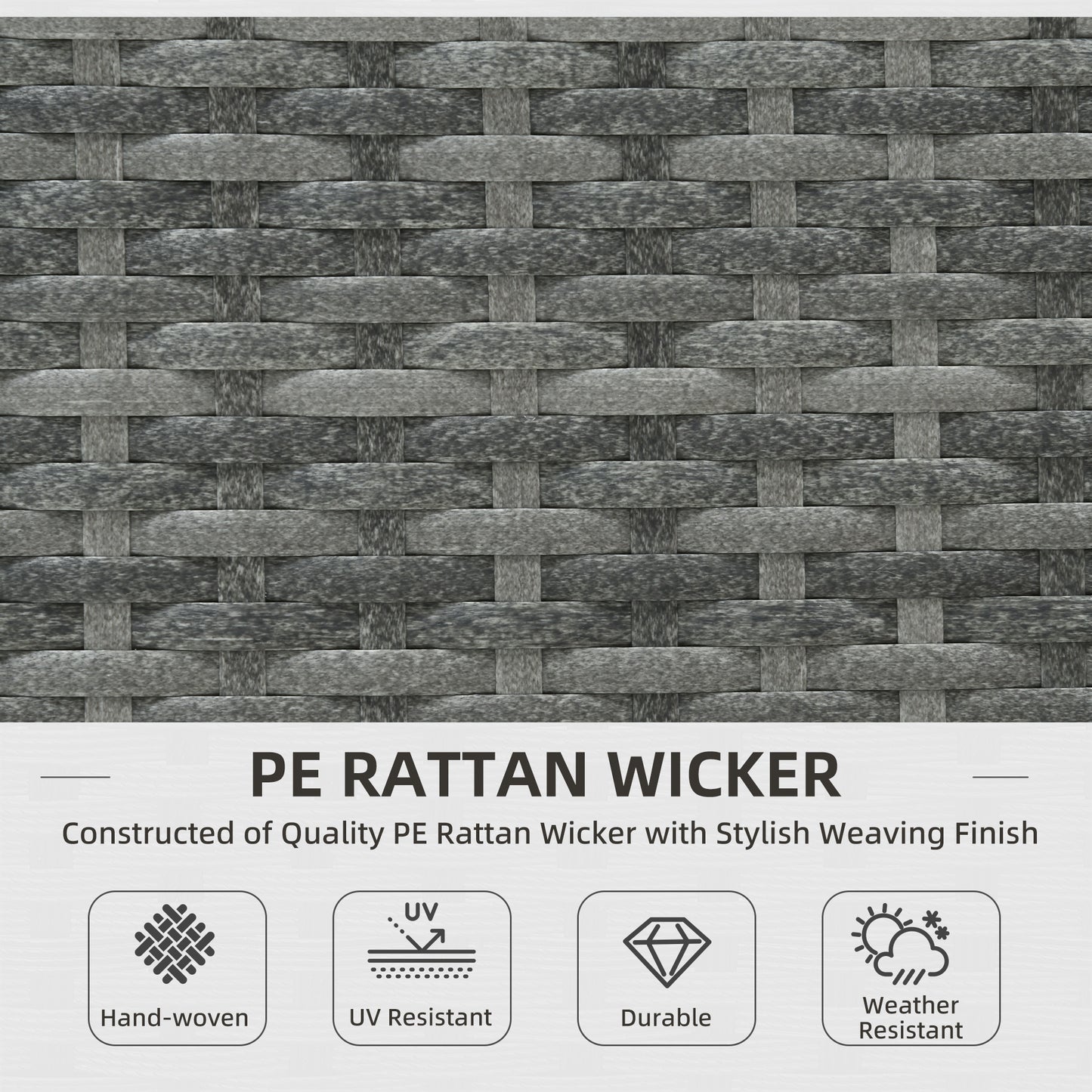 Outsunny 3 Piece Rattan Garden Furniture 4 Seater Outdoor Patio Corner Sofa Chair Set with Coffee Table Thick Cushions, Beige