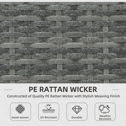 Outsunny 3 Piece Rattan Garden Furniture 4 Seater Outdoor Patio Corner Sofa Chair Set with Coffee Table Thick Cushions, Beige