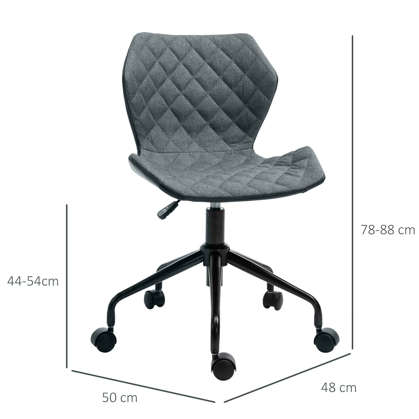 Swivel Chair, Home Office Computer Desk Chair With Nylon Wheels Adjustable Height Linen Grey