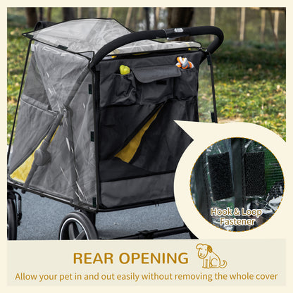 PawHut One-Click Foldable Pet Travel Stroller with Rain Cover, Cat Dog Pushchair with Front Wheels, Shock Absorber, Storage Bags, Mesh