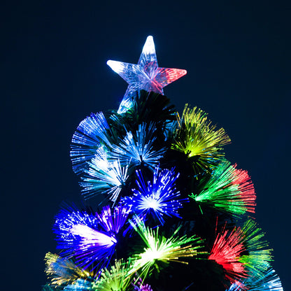 6ft Tall Artificial Tree Fibre Optic Colourful LED Pre-Lit Holiday Home Christmas Decoration with Flash Mode - Green
