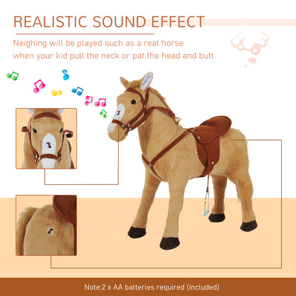 Childrens Plush Rocking Pony With Sound - Beige