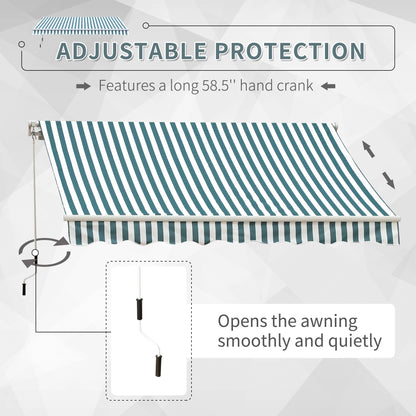 4m x 3(m) Garden Patio Manual Awning Canopy Sun Shade Shelter Retractable Green and White