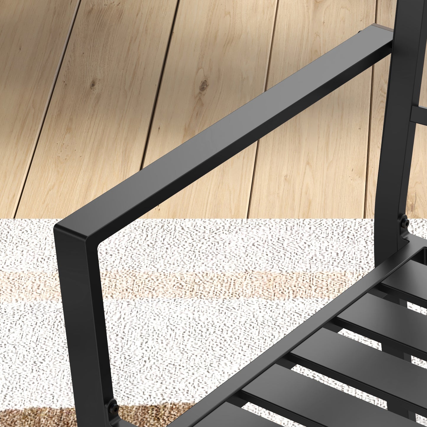 Outsunny Patio Dining Chairs with Metal Slatted Design, Black