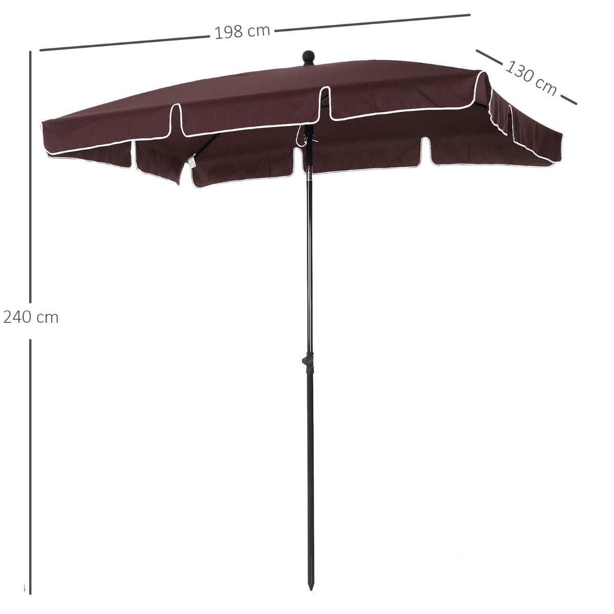 Outsunny Aluminium Umbrella Parasol Sun Screen Shade - Brown