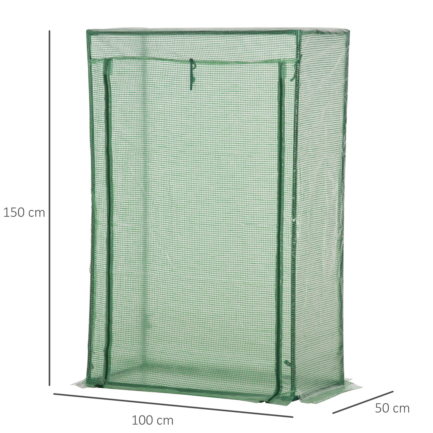 Outsunny 100 x 50 x 150cm Greenhouse Steel Frame PE Cover with Roll-up Door Outdoor for Backyard, Balcony, Garden, Green / Transparent
