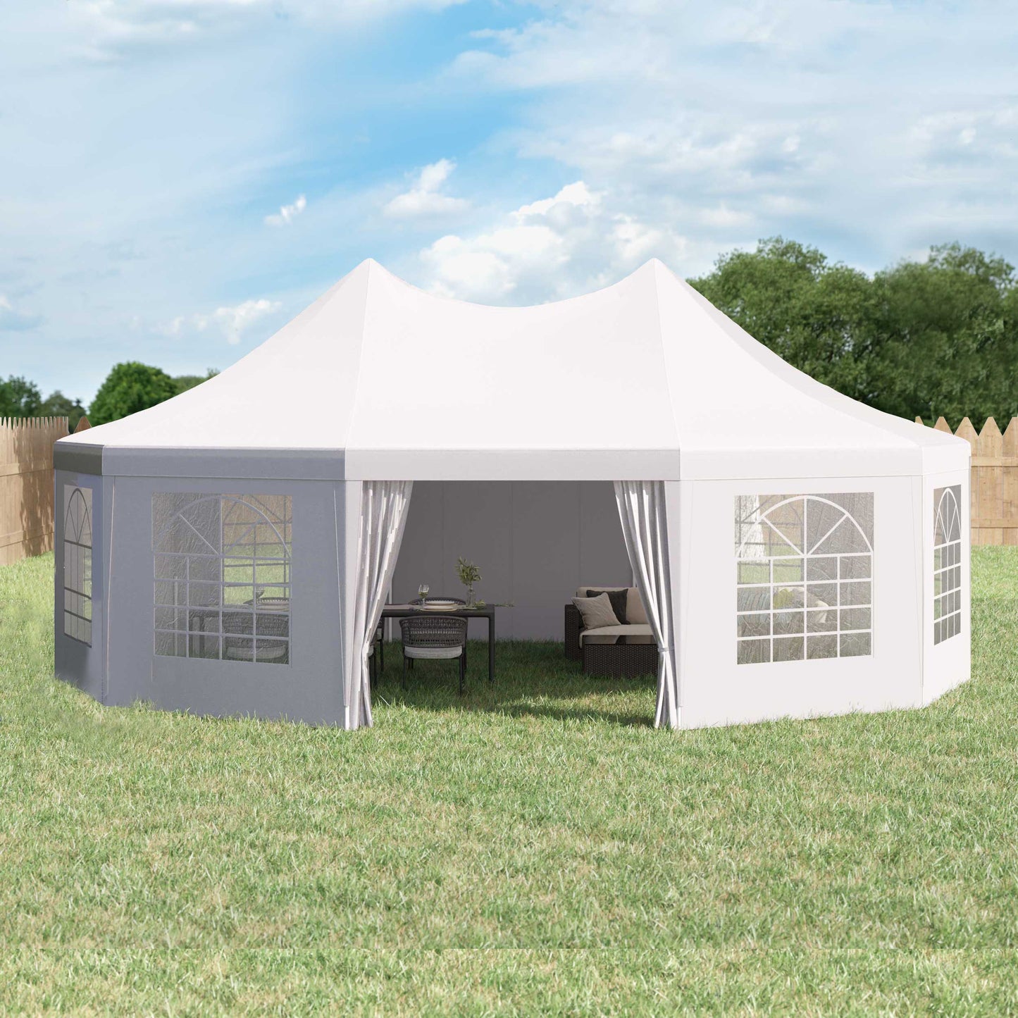 Outsunny 8.9x6.5 m Waterproof Marquee Canopy-White