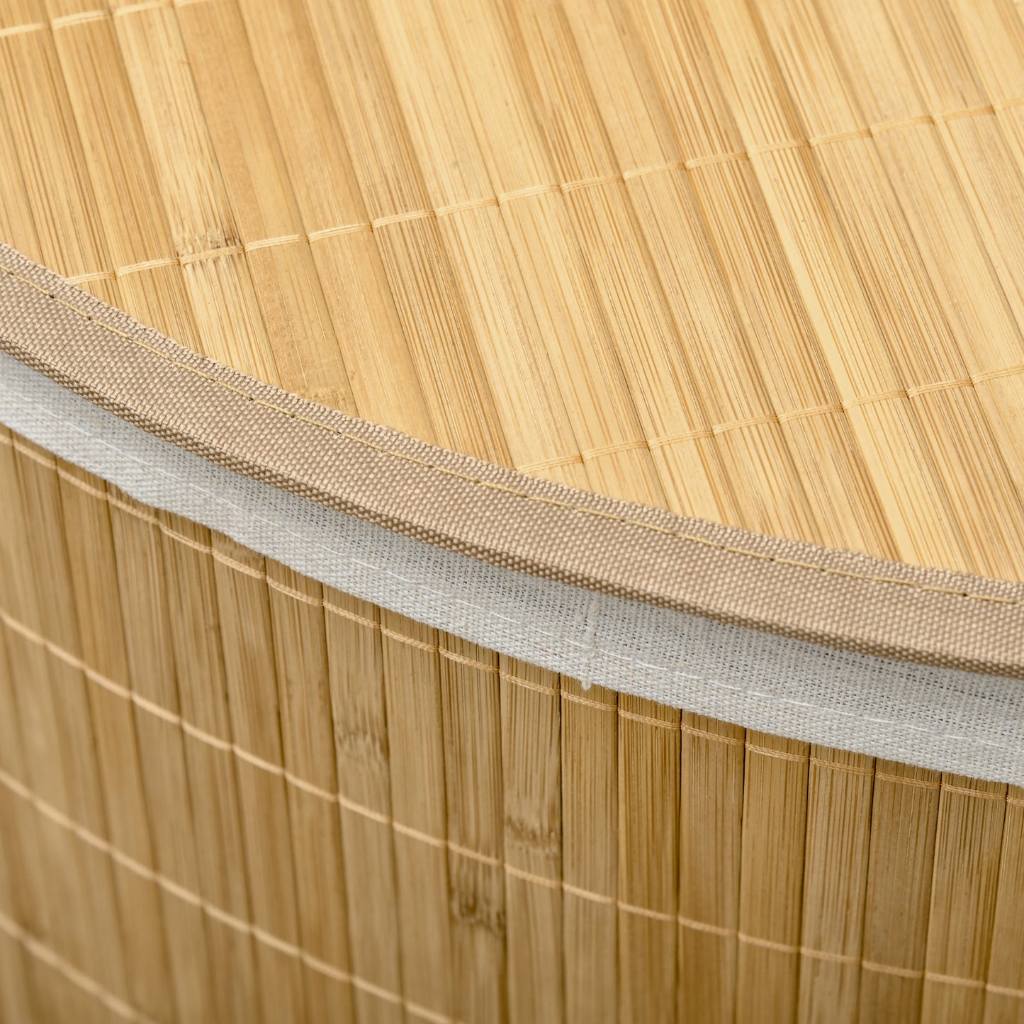 Bamboo Laundry Basket with Lid, 55 Litres Laundry Hamper with Removable Washable Lining,  Corner Washing Baskets, 38 x 38 x 57cm, Natural