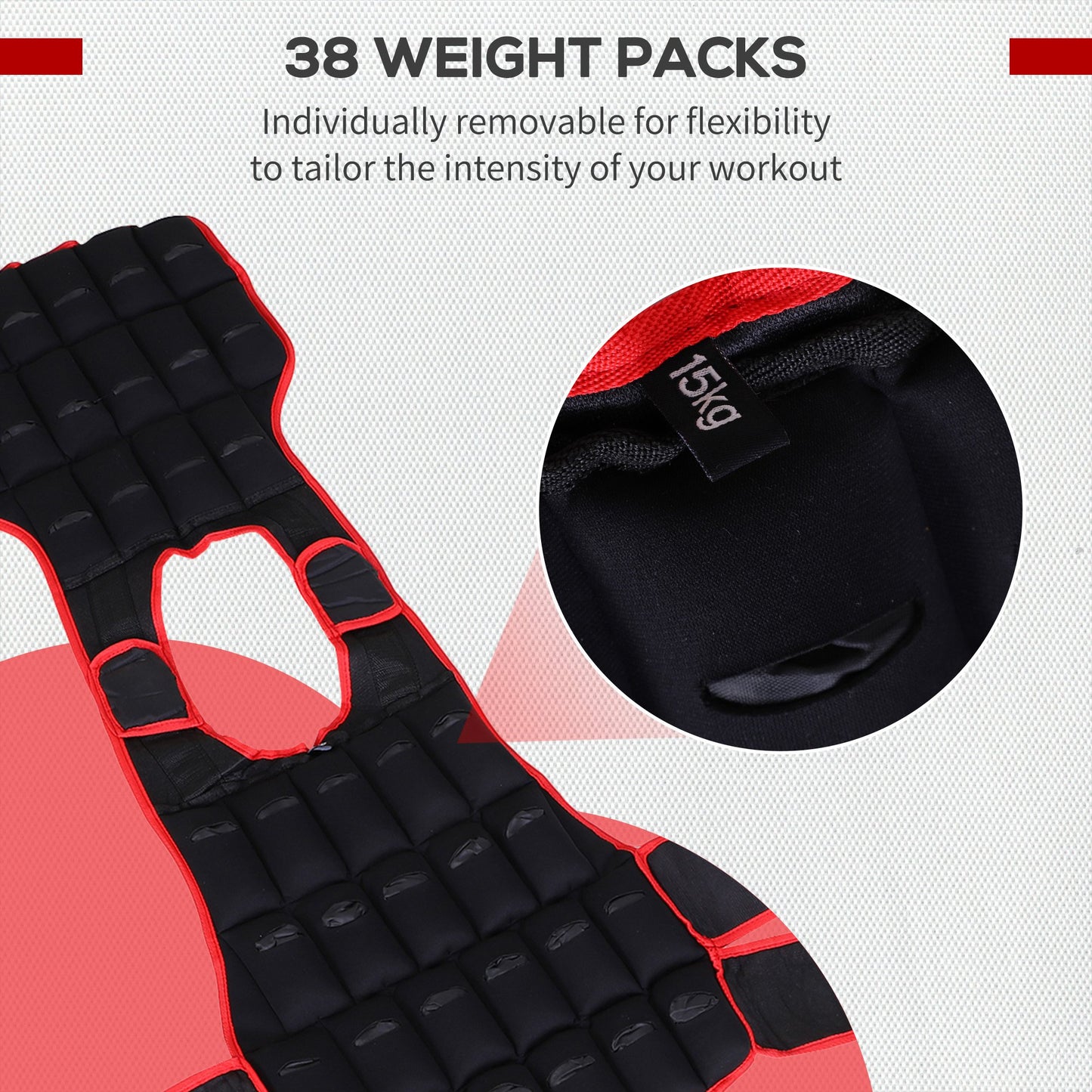 20kg Metal Sand Weight Adjustable Unisex Trainer Fitness Training Vest Black/Red