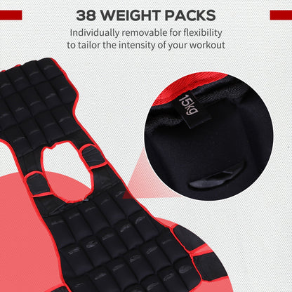 20kg Metal Sand Weight Adjustable Unisex Trainer Fitness Training Vest Black/Red