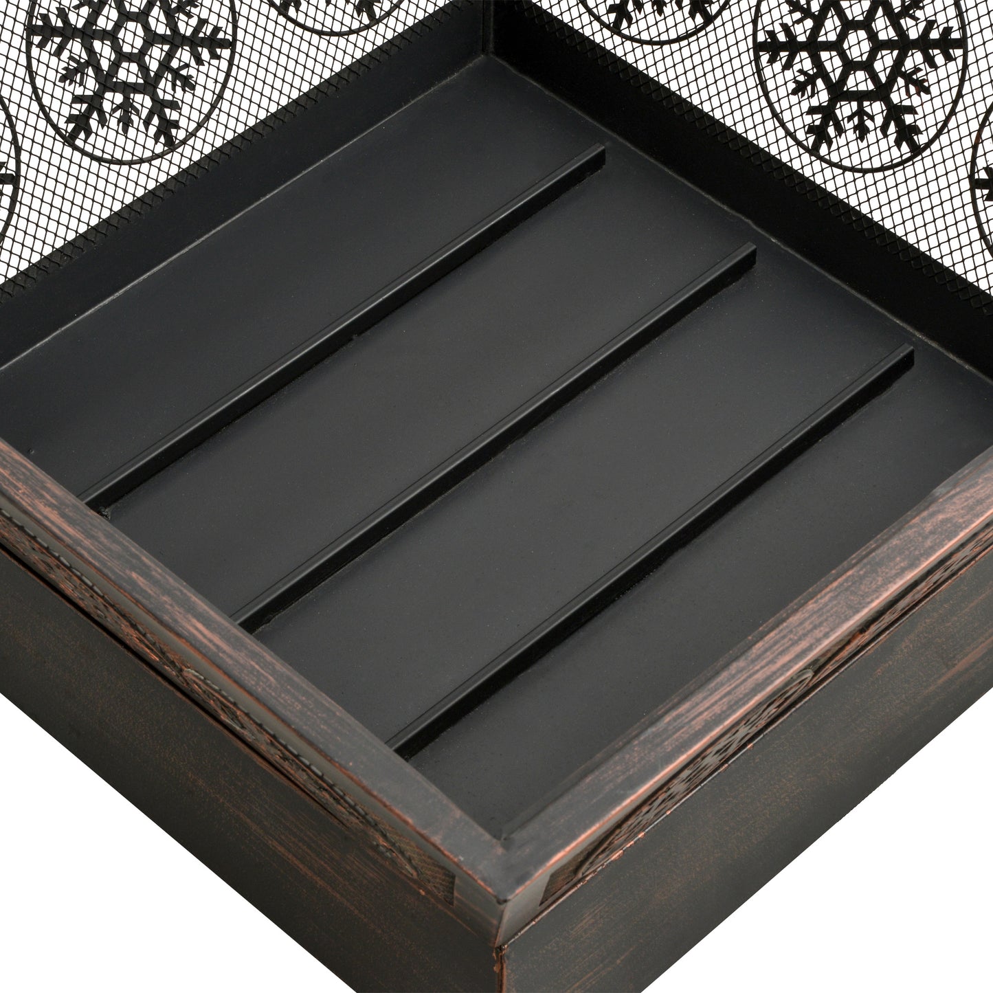 Outsunny Outdoor Fire Pit, Metal Square Firepit Bowl with Spark Screen, Poker for Patio, BBQ, Camping, 61 x 61 x 52cm, Black