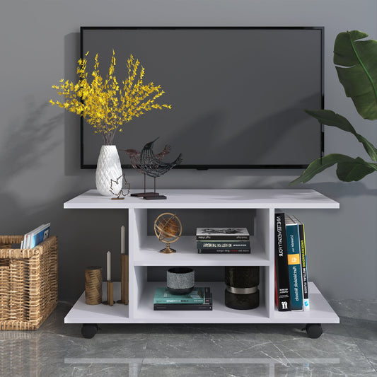 TV Stand With Shelves -White