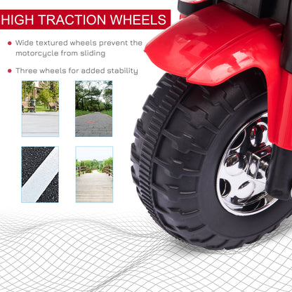 Kids Electric Motorcycle Ride-On Toy 3-Wheels Battery Powered Motorbike Rechargeable 6V with Horn Headlights Motorbike for 18 - 36 Months Red