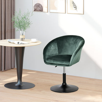 Retro Style Swivel Bar Stool Fabric Dining Chair Dressing Stool with Tub Seat, Back, Adjustable Height, Green