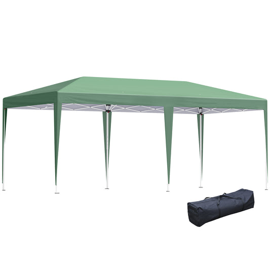 Outsunny Pop Up Gazebo, Double Roof Foldable Canopy Tent, Wedding Awning Canopy w/ Carrying Bag, 6 m x 3 m x 2.65 m, Green