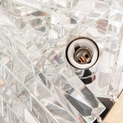 Crystal Ceiling Light Modern Chandeliers w/ Stainless Steel Base 10 Lights Elegant Flush Mount Ceiling Lighting for Living Room, Hallway, Bar