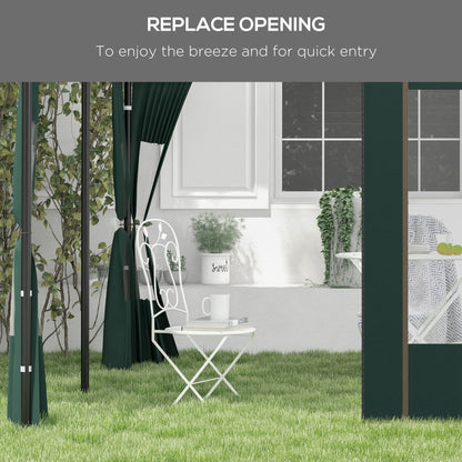Outsunny Gazebo Side Panels, 2 Pack Sides Replacement, for 3x3(m) or 3x6m Pop Up Gazebo, with Doors and Windows, Green