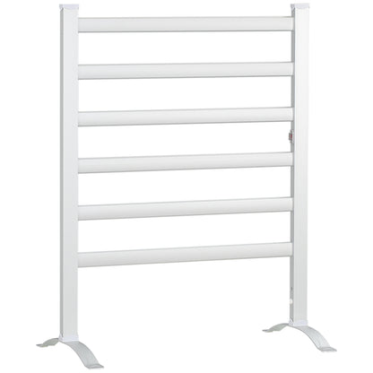 Electric Towel Warmer, 6 Bar Aluminium Heated Towel Rail, Wall Mounted & Free Standing Towel Drying Rack for Bathroom, Plug-in, Silver
