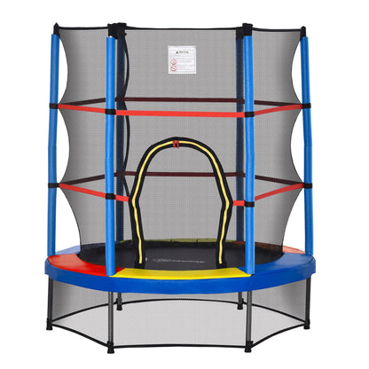 5.2FT/63 Inch Kids Trampoline with Enclosure Net Steel Frame Indoor Round Bouncer Rebounder Age 3 to 6 Years Old Multi-color