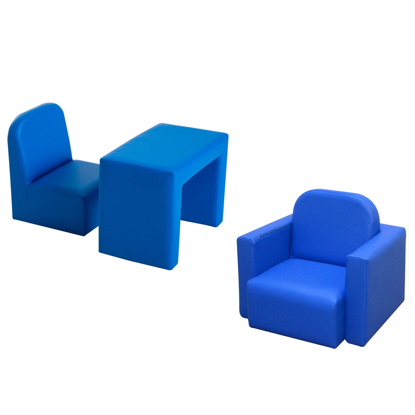 Kids Mini Sofa 3 in 1 Table Chair Set Children Armchair Seat Relax Game Playroom Seater Girl Boys Blue