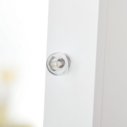 Full Body Mirrored Jewellery Cabinet W/ LED Light W/ 3 Angle Adjustable For Rings Earrings Bracelets Cosmetics Warm White