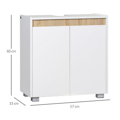 Kleankin Modern Bathroom Sink Cabinet, Floor Standing Under Sink Cabinet, Freestanding Storage Cupboard with Double Doors, White