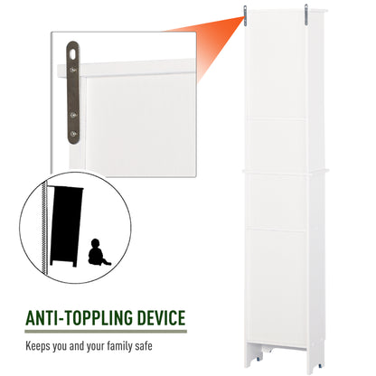 Freestanding Tallboy Bathroom Storage Cabinet w/ 6 Shelves Cupboard Tower Organisation Home Bathroom Furniture White