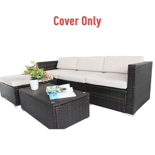 Outsunny Rattan Furniture Cushion Cover Replacement Set, 7 Pieces