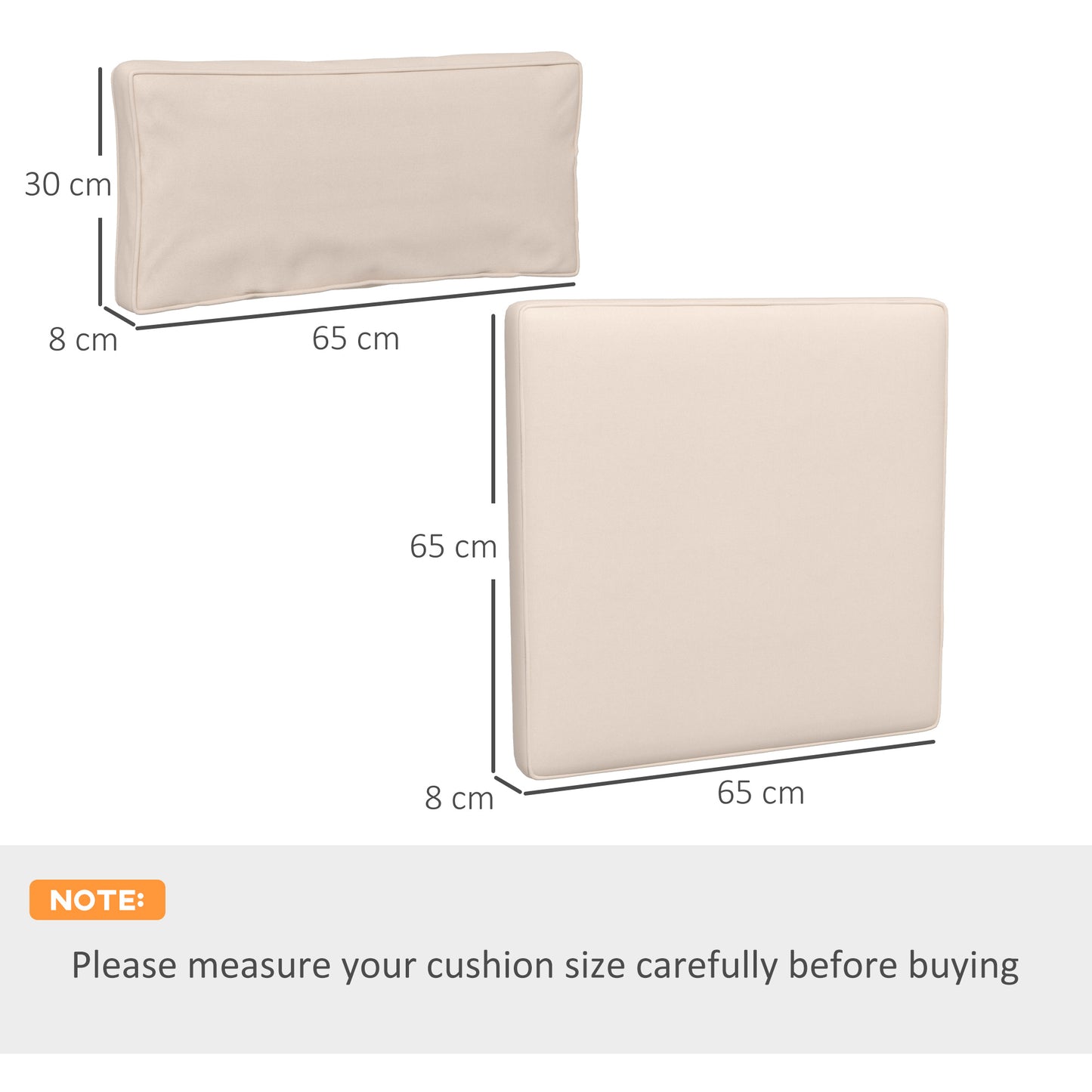 Outsunny Outdoor Replacement Seat Cushions for Rattan Furniture, 7 Seat Cushions and 7 Back Cushions for Patio Conversation Set