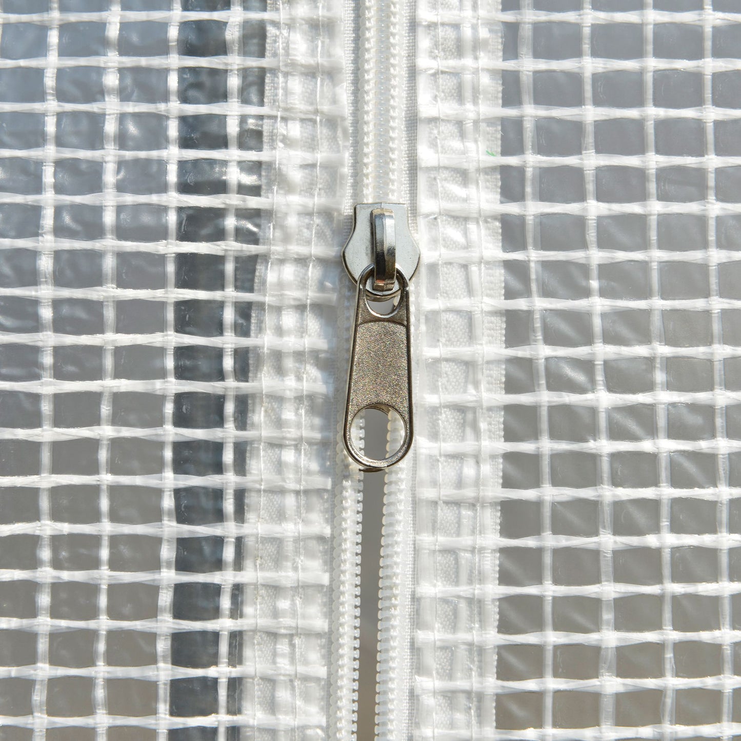 Outsunny 3 x 2 x 2m Walk-in Tunnel Greenhouse, Polytunnel Tent with PE Cover, Zippered Roll Up Door and 6 Mesh Windows, White