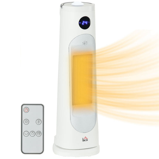 Electric Space Heater, Portable Fan Heater, Low Energy 2000W PTC Ceramic Heater w/ Thermostat, Timer, Overheat & Tip-over Protection