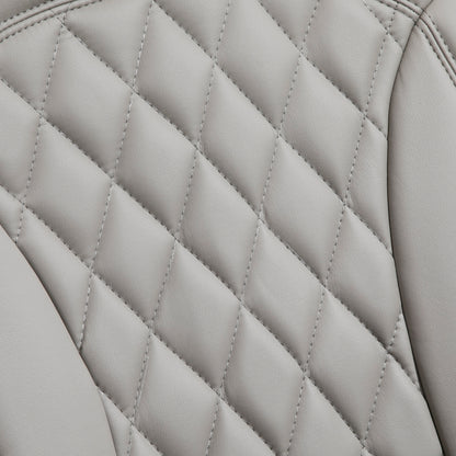 PU Recliner Chair with Footrest, Headrest, Round Wooden Base, Lounge Reading Armchair for Living Room, Bedroom and Office, Grey