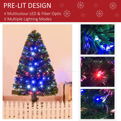 4ft Pre Lit Christmas Tree Artificial Tree with Multi-Coloured Fibre Optic LED Light 4ft - 120cm