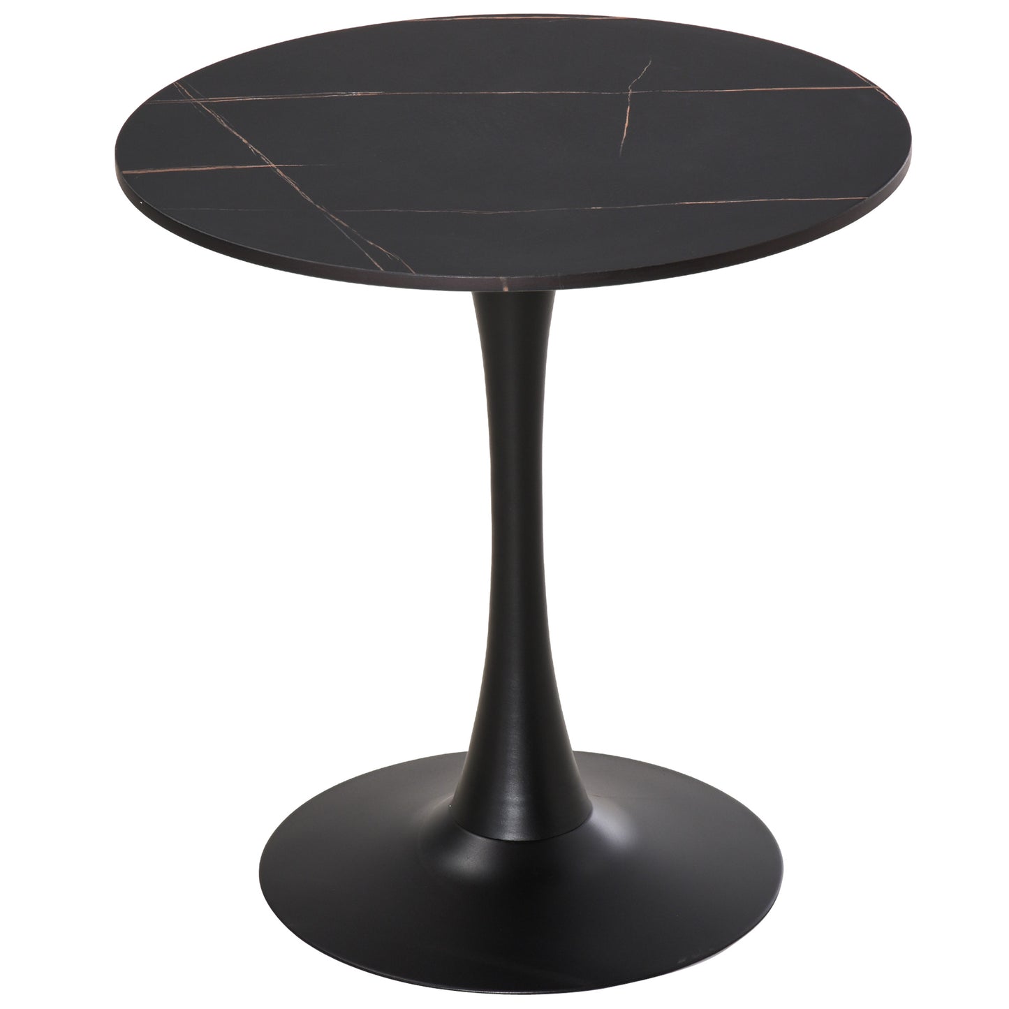 Modern Round Dining Table Leisure Coffee Bistro Table with Metal Base for Kitchen & Dining Room Black