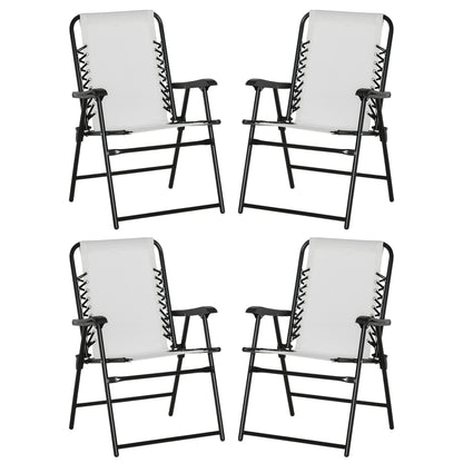 Outsunny  Pieces Patio Folding Chair Set, Outdoor Portable Loungers for Camping Pool Beach Deck, Lawn Chairs with Armrest Steel Frame, Cream White