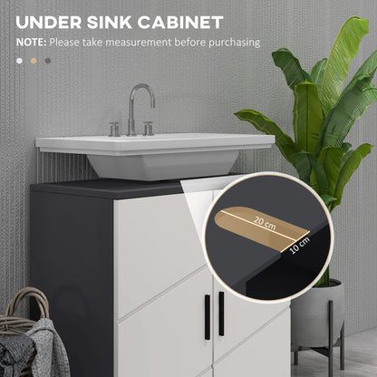 Kleankin Under Sink Cabinet, Bathroom Vanity Unit, Floor Basin Storage Cupboard with Double Doors and Shelf, 60 x 30 x 60 cm, Light Grey