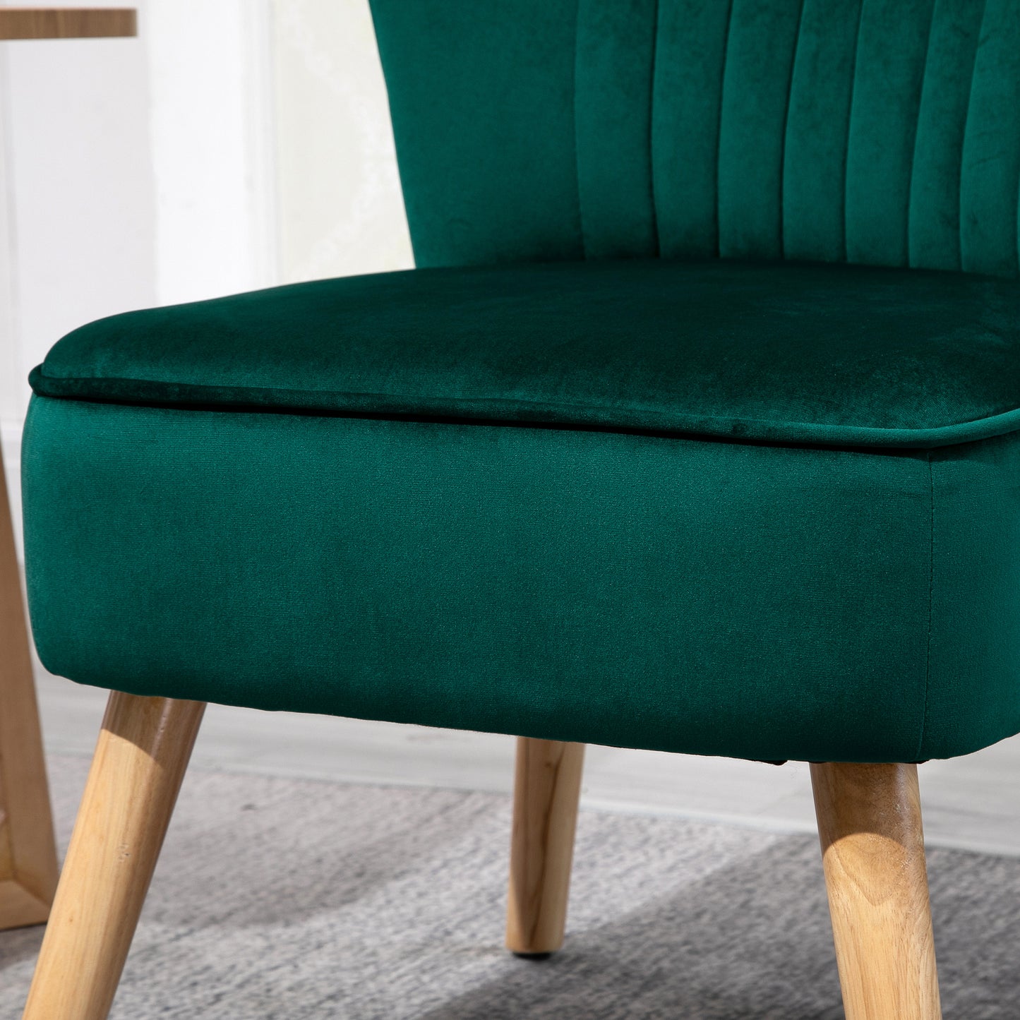 Retro Style Velvet Accent Chair Occasional Tub Seat Padding Curved Back with Wood Frame Legs Home Furniture Set of 2 Green