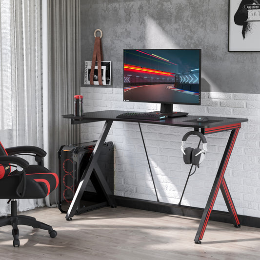 Gaming Computer Desk, Home Office Gamer Table Workstation with Cup Holder and Headphone Hook 120CM
