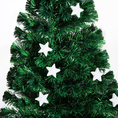 5ft 150cm Green Fibre Optic Artificial Christmas Tree With Stars