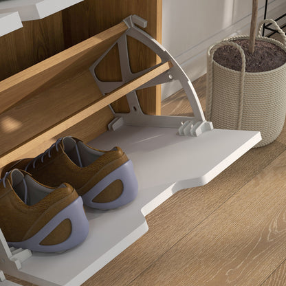 Shoe Storage Cabinet, 4 Flip Drawers, Shoe Organizer for 16 Pairs of Shoes, Natural