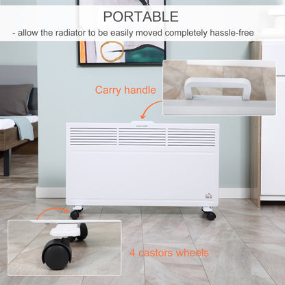 Convector Radiator Heater Freestanding or Wall-mounted Portable Electric Heating with 2 Heat Settings, Adjustable Thermostat